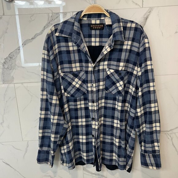 Led Zeppelin, Flannel, Blue, Black, White, Vintage, LARGE - Picture 2 of 3